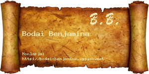 Bodai Benjamina névjegykártya